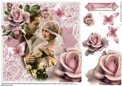 Vintage Wedding Couple Topper