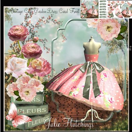Vintage Chic Rose Dress Card Front Kit