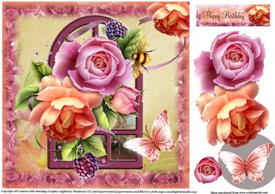 Peach and Pink Rose Window Topper
