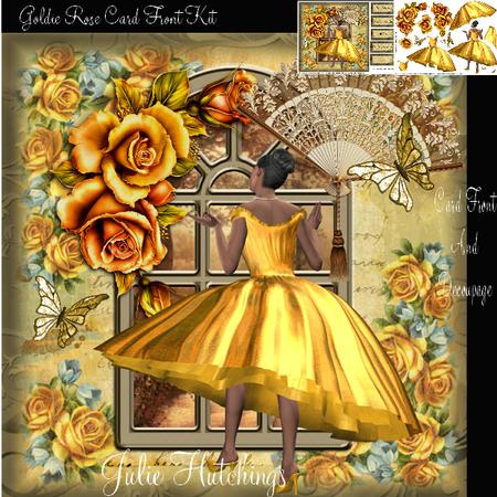 Vintage Style Goldie Rose Card Front Kit