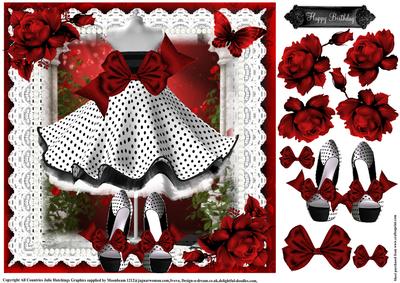 Beautiful Red Bow Polka Dot Dress and Shoes