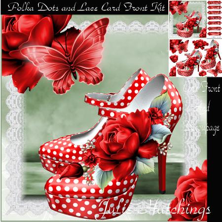 Polka Dots and Lace Card Front Kit