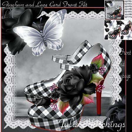 Gingham and Lace Card Front Kit
