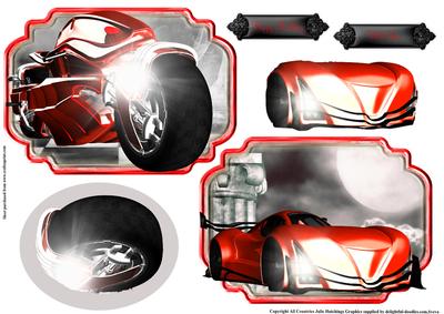 2x Sports Bike and Car Shaped Toppers