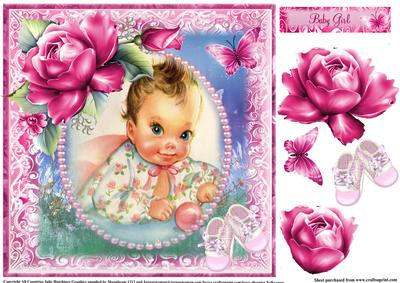 Retro Cute Baby Girl Topper