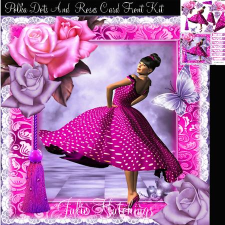 Polka Dots and Roses Card Front Kit