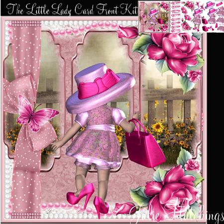 Little Lady Roses and Pearls Card Front Kit