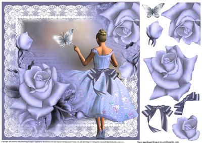 Stunning Blue Roses and Lace Topper