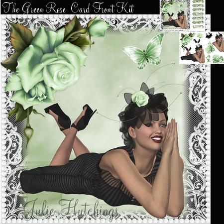 The Green Rose Fascinator Card Front Kit