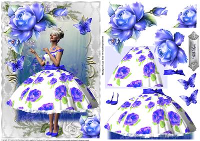 Blue Rose Butterfly Topper