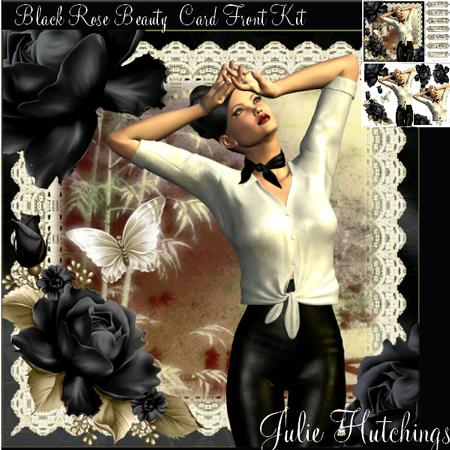 Vintage Style the Black Rose Card Front Kit