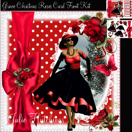 Grace Christmas Roses Card Front Kit