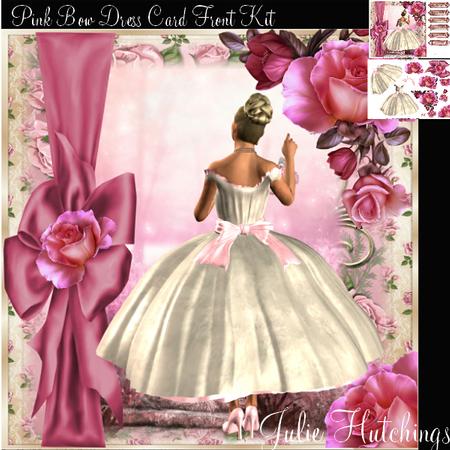 The Pink Bow Dress Card Front Kit