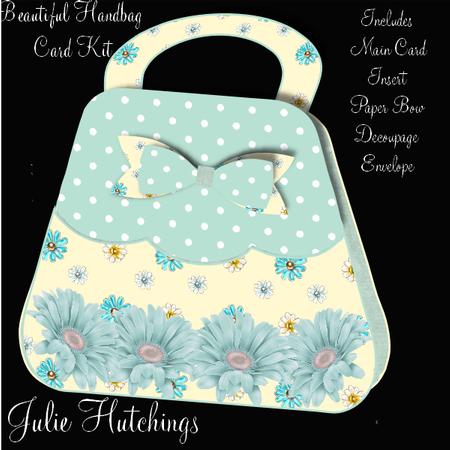 Cream and Blue Handbag Card Kit