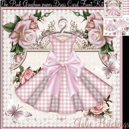 The Pink Gingham Paper Dress Card Front Kit