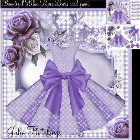 Beautiful Lilac Paper Dress Card Front Kit