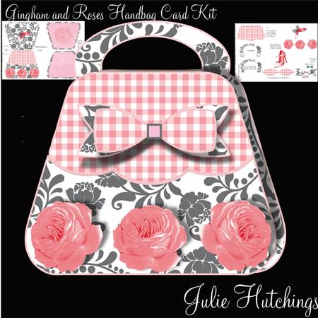 Gingham and Roses Handbag Shaped Card Kit