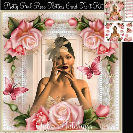 Pretty Rose and Flutters Card Front Kit