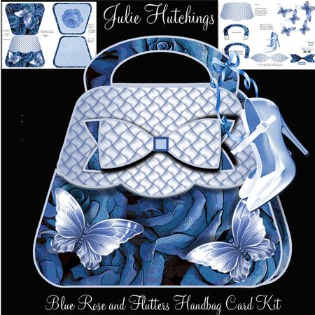 Gorgeous Blue Rose and Flutters Handbag Card Kit
