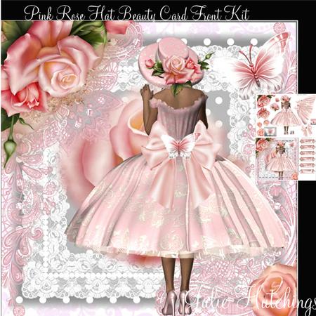 Gorgeous Pink Rose Hat Beauty Card Front Kit