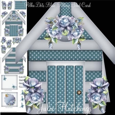 Polka Dot Blue Potting Shed Card Kit