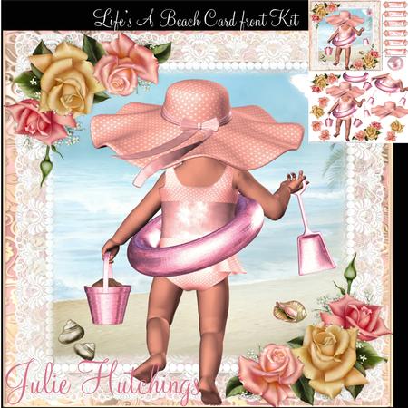 Cute Life's a Beach Card Front Kit