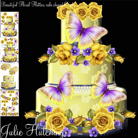 Beautiful Yellow Rose Cake Shaped Card Kit