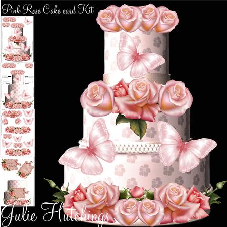 Gorgeous Pink Rose Cake Shaped Card Kit