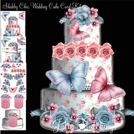 Gorgeous Shabby Chic Wedding Cake Shaped Card Kit