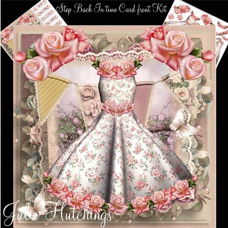 Step Back in Time Floral Dress Card Front Kit