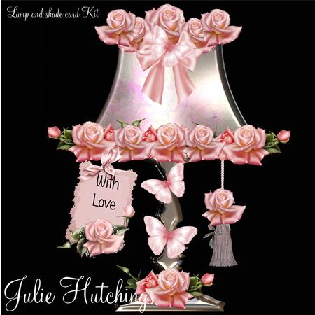 Beautiful Pink Rose Lamp and Shade Card Kit