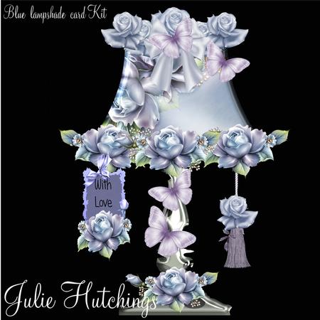 Beautiful Blue Rose Lampshade Shaped Card Kit