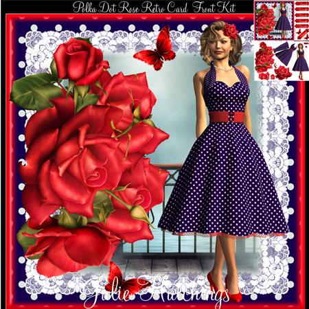 Beauty in Polka Dots with Red Roses Card Front