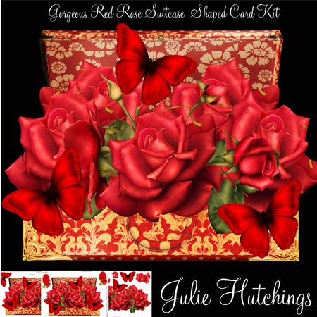 Beautiful Red Rose Suitcase Shaped Card Kit