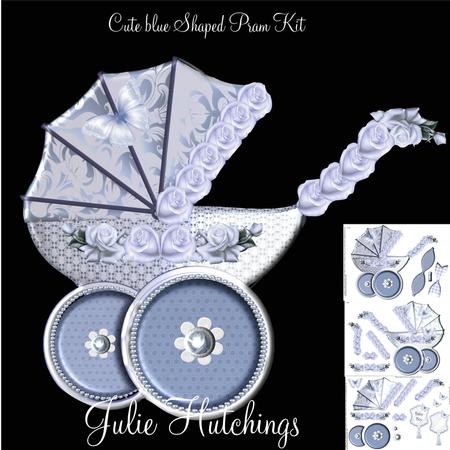 Beautiful Blue Shaped Pram Card Kit