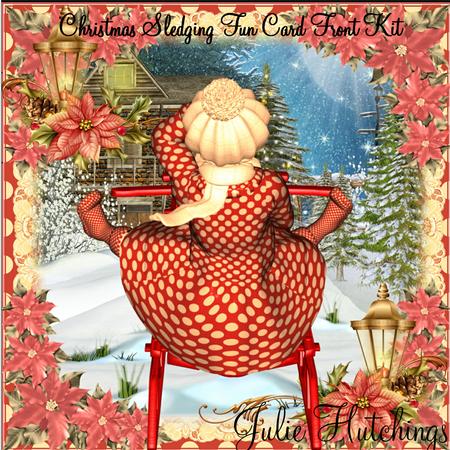 Sledging Fun Vintage Style Card Front Kit