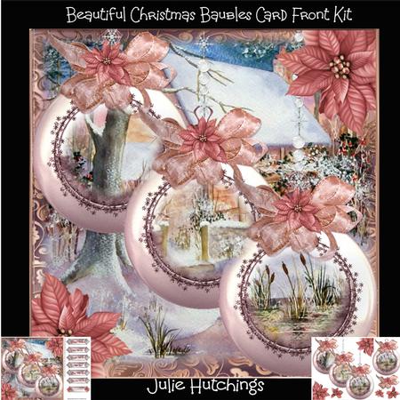 Beautiful Christmas Baubles Card Front Kit