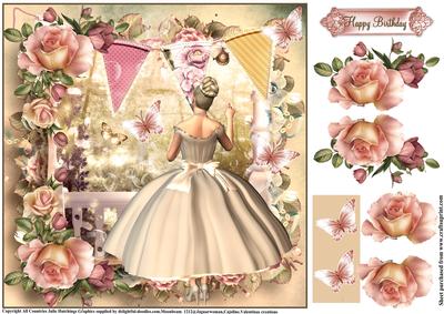 Beautiful Vintage Ivory Dressed Lady Topper