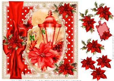 Beautiful Red Poinsettia Lantern Topper