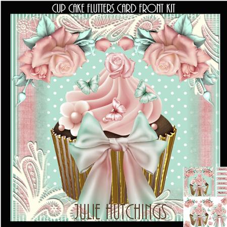 Beautiful Cup Cake Flutters Card Front Kit