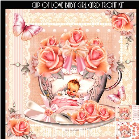 Beautiful Baby Girl Cup Card Front Kit