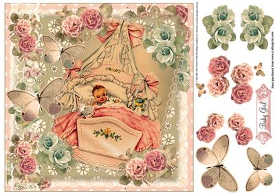 Beautiful Vintage Style Baby Girl Topper