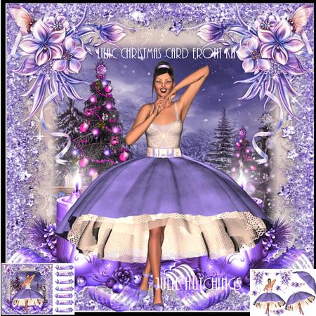 Beautiful Lilac Christmas Time Card Front Kit