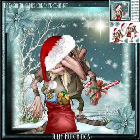 Bad Santa Claus Card Front Kit