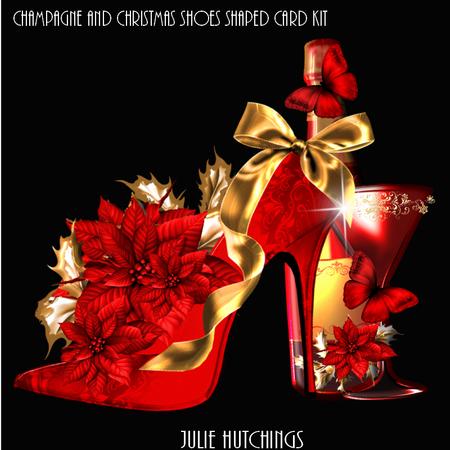 Champagne and Christmas Shoe Shaped Card Kit