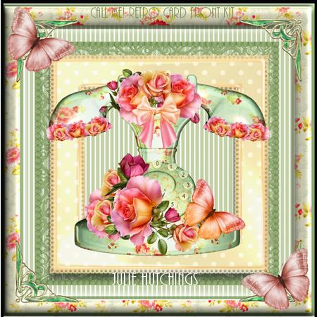 Gorgeous Retro Floral Phone Card Front Kit