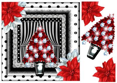 Red Poinsettia Christmas Tree Topper