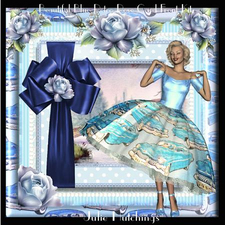 Beautiful Retro Rose Blue Card Front Kit