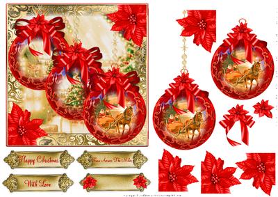 6x6 Red Christmas Baubles Topper