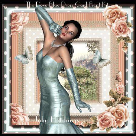 The Dove Blue Dress Card Front Kit
